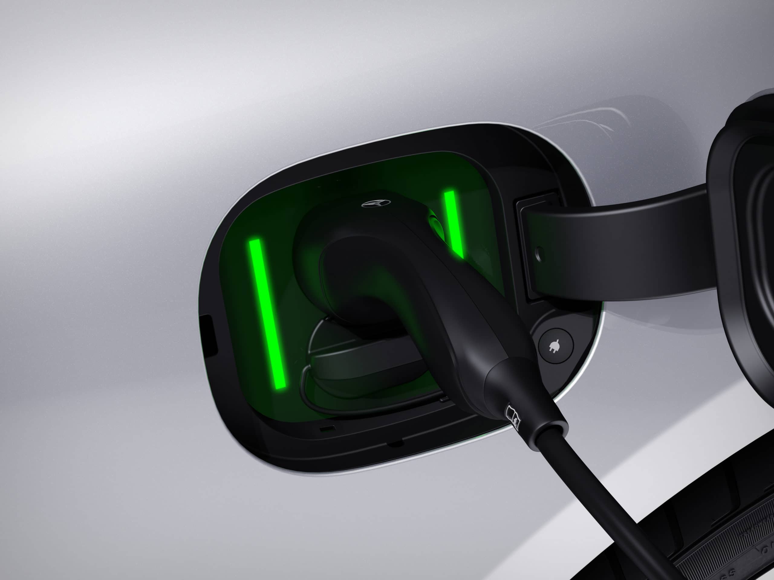 ev car charger glowing green