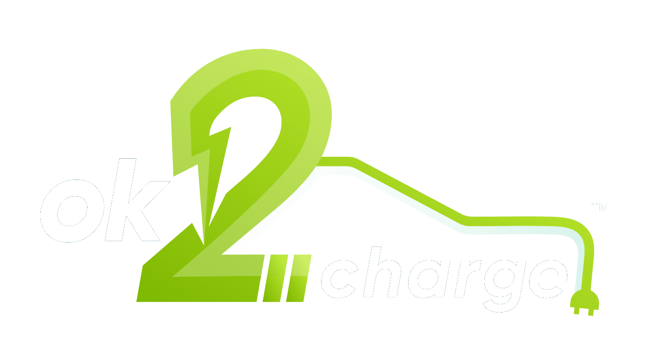 white ok2charge logo