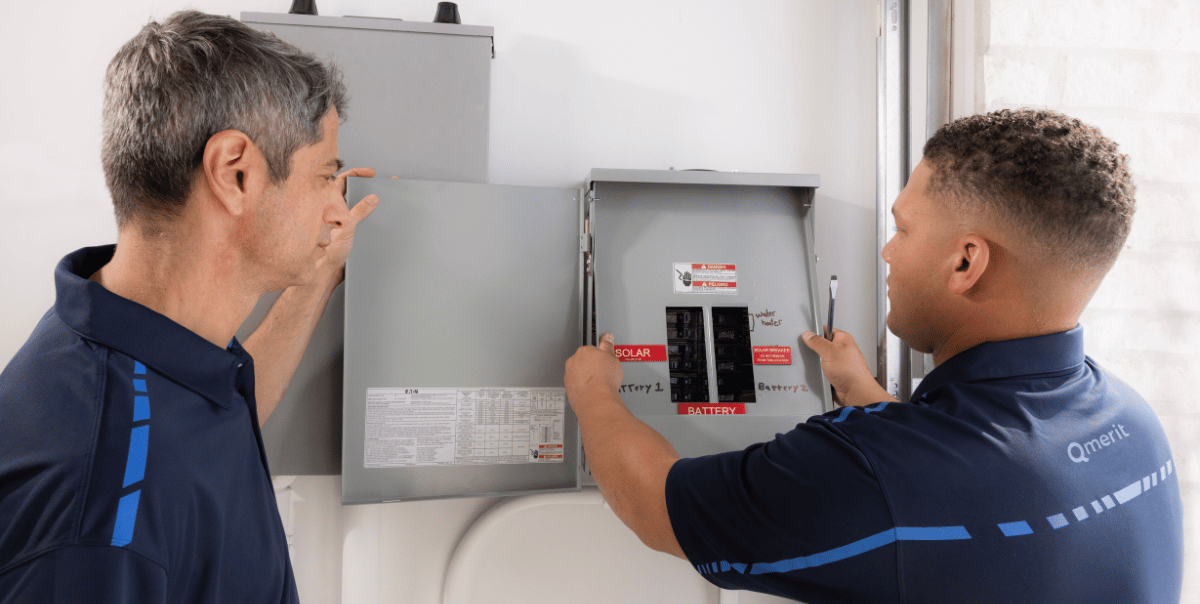 electric panel upgrade service and load calculations by qmerit certified electrical contractor electricians for safe ev charging at home and electrification upgrades